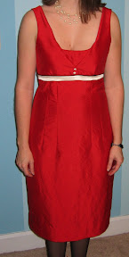 Simplicity 3673 with altered neckline, in red silk dupioni