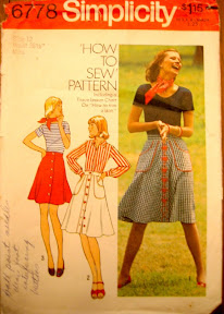 Simplicity 6778 (1974 vintage), button front skirt