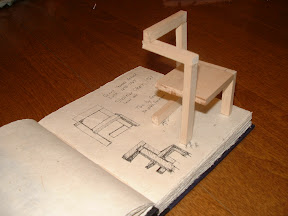 Rietveld's Steltman Chair, sketch and model