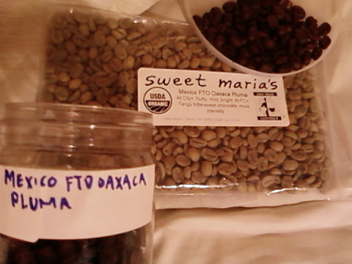 www.RickNakama.com Sweet Maria's Mexico FTO Oaxaca Pluma - At City+: Nutty, mild, bright. At FC+: Tangy bittersweet chocolate, more intensity.