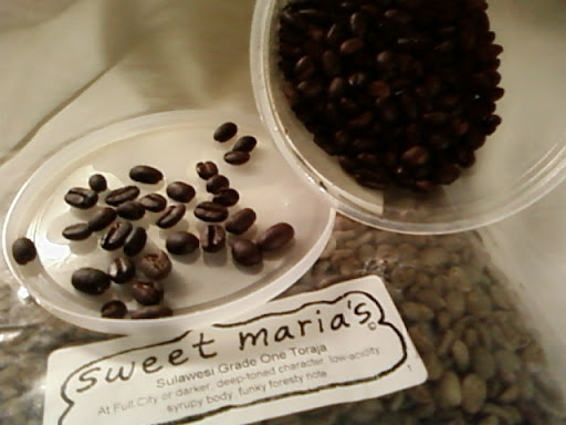 www.RickNakama.com Sweet Maria's Sulawesi Grade One Toraja described as, At Full City or darker; deep-toned character, low-acicity, syrupy body, funky foresty note.