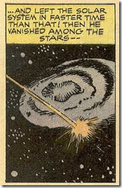 Jack Kirby Donnegan rockets out of the solar system in Donnegan's Daffy Chair comic book scans