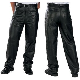 Classic Loose Fit Men's Leather Pants by Xelement - Color : black - Size : 34