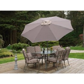 8pc Outdoor Patio Dining Set with Cushions & Umbrella 8pc Outdoor Patio Dining Set with Cushions & Umbrella