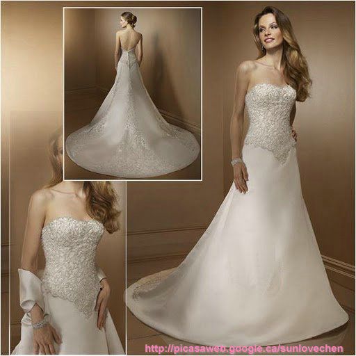 strapless-corset-wedding-dress-with-A-line-skirt