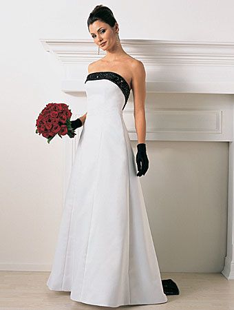 white wedding dress/bridal gown-black band white wedding dress/bridal gown-black band