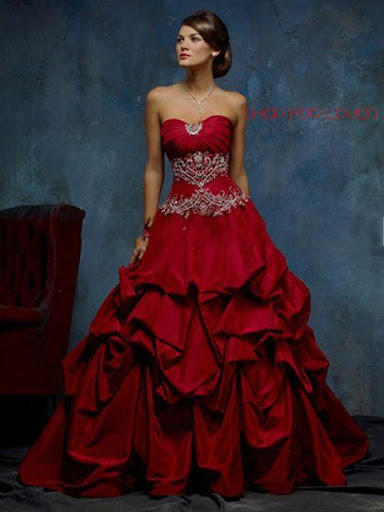 EWD 019 red bridal gown, wedding dress