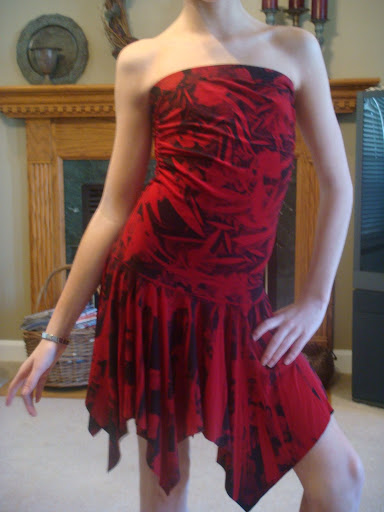 sexy Red/Black Strapless party dress
