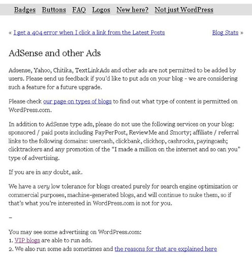 wordpress no adsense