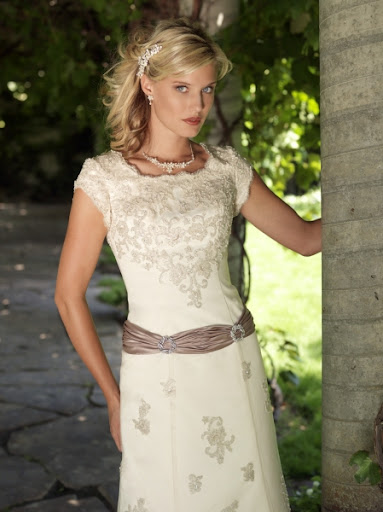 Ivory Bridal Gown - Brown Belt