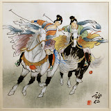 Xu Ren &ndash; Horserider 2  (15" x 15" White Mat) $75