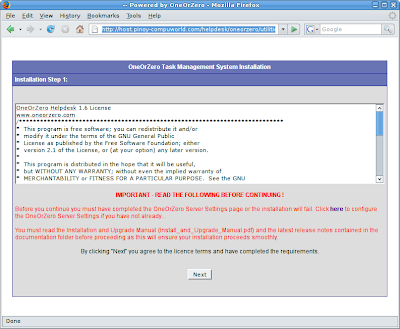 OneOrZero License Screen