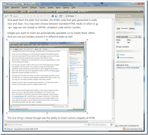 Windows Live Writer Screenshot