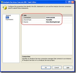DDL Settings for AS Execute DDL Task