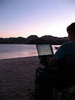 blogging on the beach