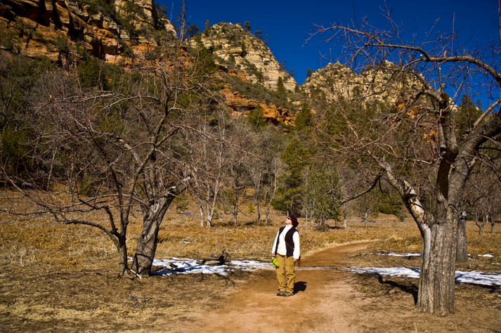 DSC_6753 Robin Myers on west Fork trail looking at old apple trees en az.jpg