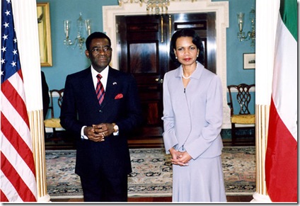 US Secretary Condoleezza Rice with Teodoro Obiang Nguema Mbasogo picture