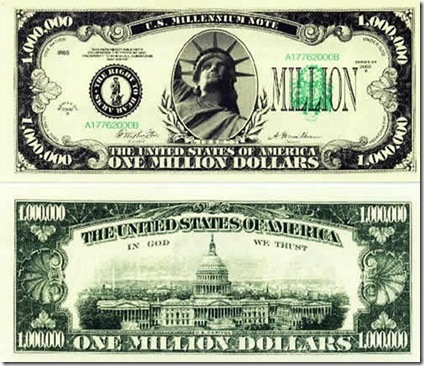 dollar bill. million dollar bill by