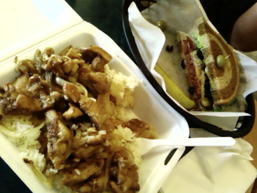 Island Subs and Sandwiches in Manoa Market Place.  Shoyu Chicken Plate and a Deli Sandwich.