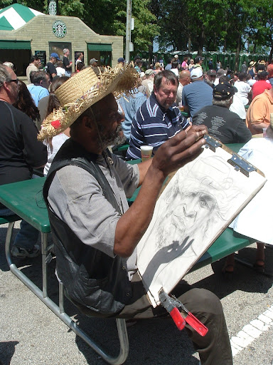 Matthew the sketch artist, at the Gibson stage