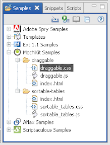 Aptana - javascript library samples