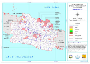 Peta Prakiraan Daerah Potensi Banjir Jawa Barat Januari 2008. BMG