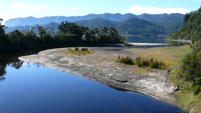 Looking back at the lake from Korokoro river