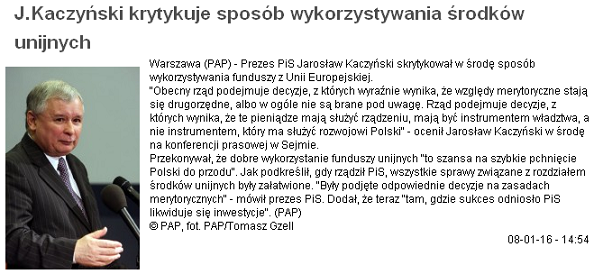 Jarosław Kaczyński, aol.pl, fundusze UE