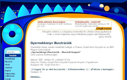 A nepmese.hu honlap felhasználói felülete...