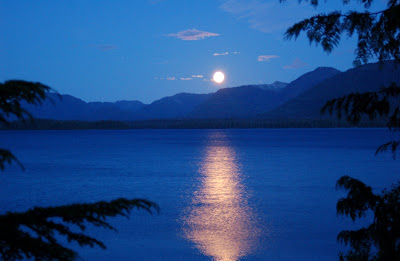 Moonrise reflection at Mountain Point, near Ketchikan, Alaska. 