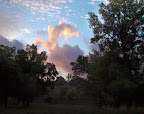 Morning sky camping at Enchanted Rock (Fredricksburg, TX) - reminiscent of a Maxfield Parrish painting. 