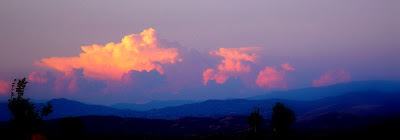 Spectacular sunset - puffy thunderheads over Kern County - Bakersfield, CA. 