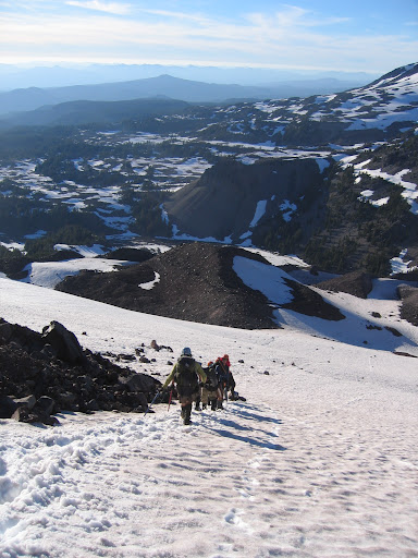 Descending snowfields on South Sister