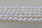 Cultured freshwater pearls, rice, white,