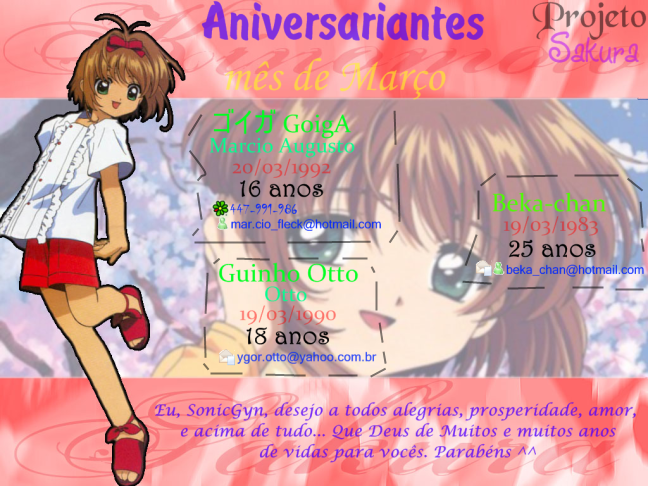 aniversariantes MARÇO