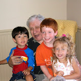 Al with 3 of his great grandchildren: Kai, Matthew, and Alexandra, July 2004