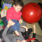 Kai and Eidan playing witb Makiko