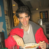 Mike enjoys some shoyu ramen with lots of chili oil. If you look closely you can see the sweat.