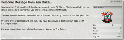 Southampton became the new club that I will be managing