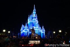 Partners Statue in front of Cinderalla Castle with Dream Lights