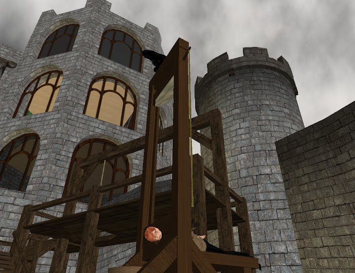 In the guillotine in the courtyard of LagNmoor.