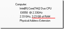 4GB RAM not showing in System Properties.