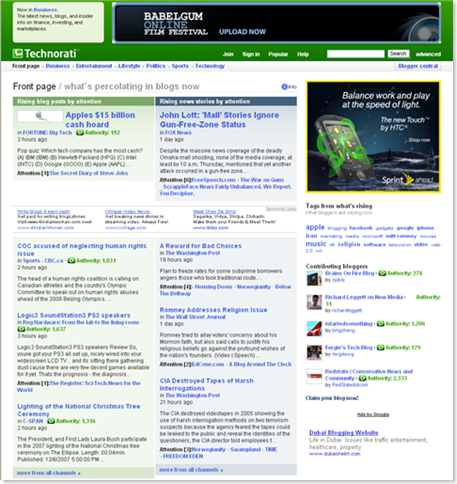 Technorati Frontpage