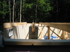 The back beam in place, wall moved and wall connected to sill