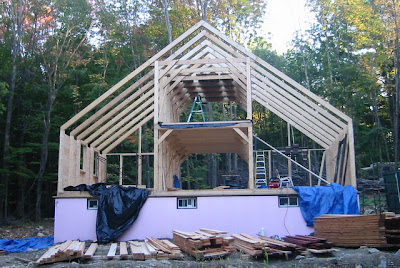 The structural framing completed.