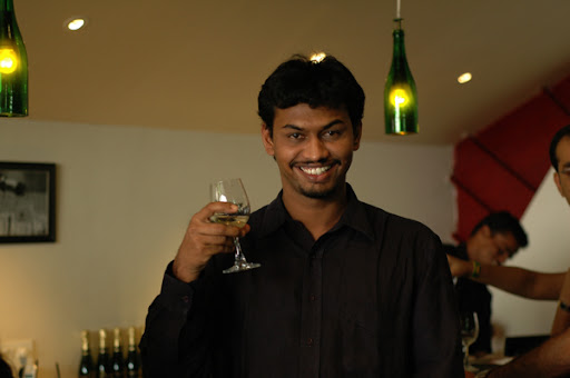 Shreyas with his wine glass
