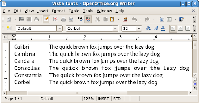 The Office 2007 / Windows Vista shown in OpenOffice.org 2.3.1 on Linux
