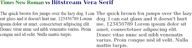 Times New Roman vs. Bitstream Vera Serif