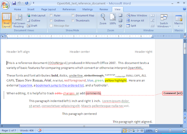 OpenXML reference document rendered in Microsoft Office Word 2007