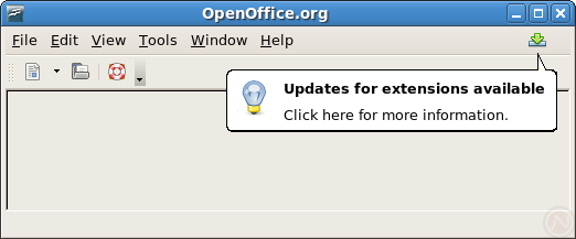 Screenshot showing the a popup message indicating updates for extensions are available